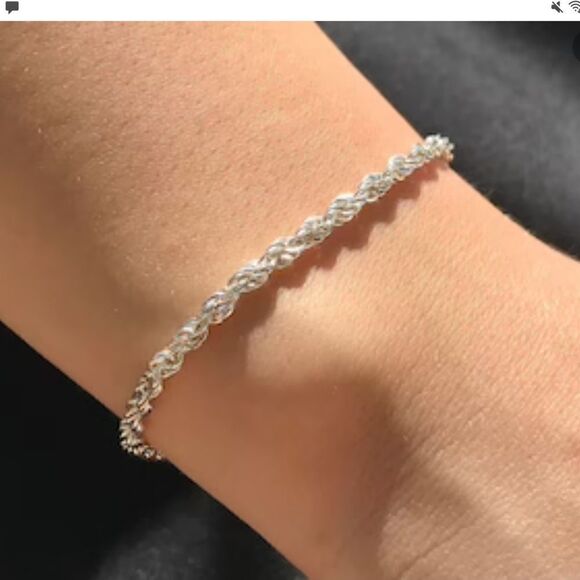 925 sterling silver plated minimalist silver rope serpentine rope bracelet - Picture 1 of 7